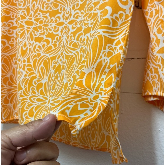 Chico's Orange Graphic Tunic with 3/4 Sleeves - Picture 5 of 9